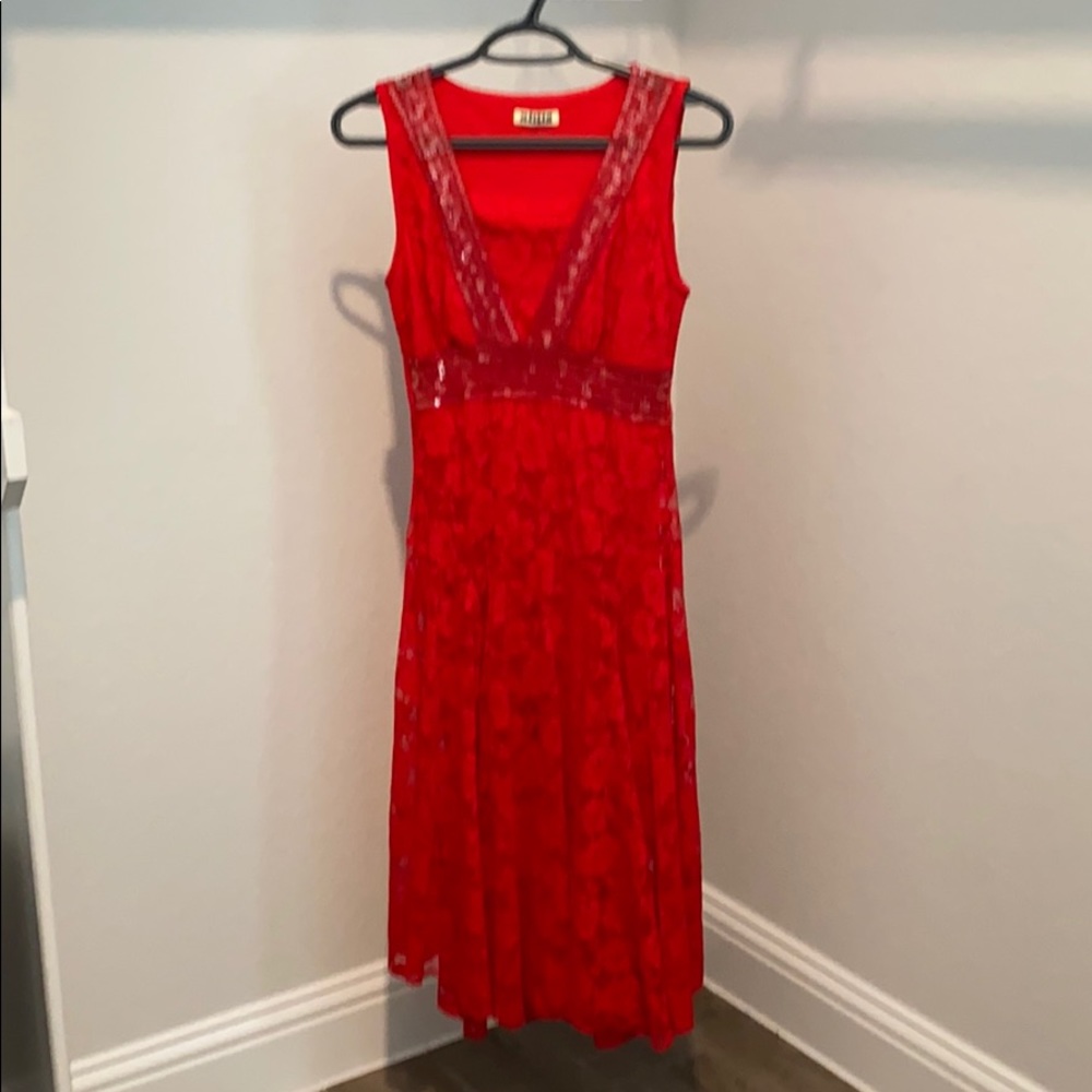 Red lace dress
